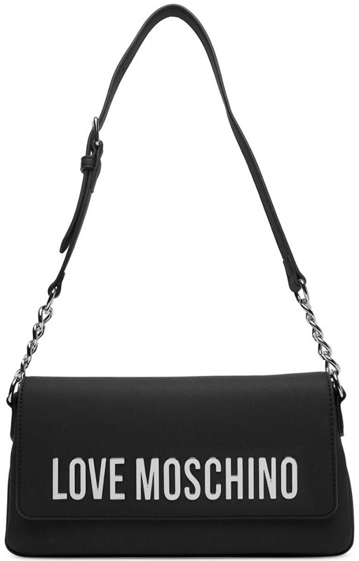 MOSCHINO - Borsa pu grs nero galv.nikel