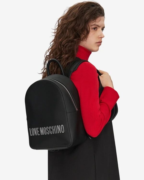 MOSCHINO - Zaino pu grs nero galv.nikel