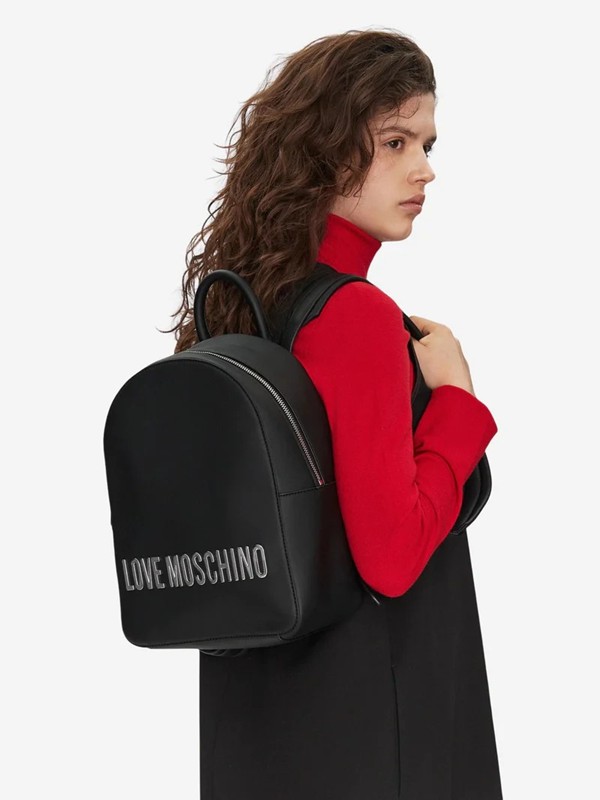 MOSCHINO - Zaino pu grs nero galv.nikel