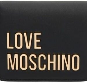 MOSCHINO - Portafoglio grs pu nero+galv.oro