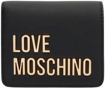 MOSCHINO - Portafoglio grs pu nero+galv.oro