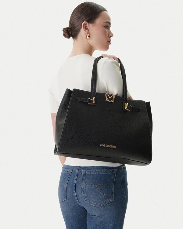 MOSCHINO - Borsa pu grs nero