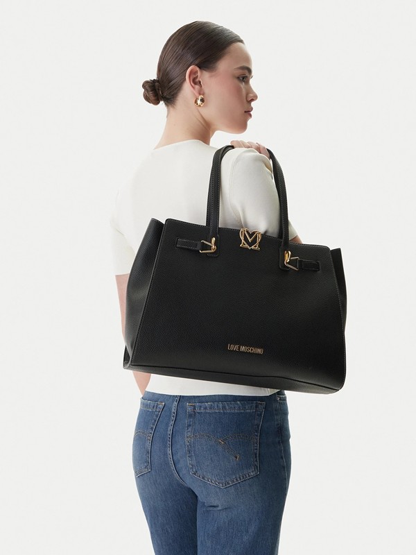 MOSCHINO - Borsa pu grs nero
