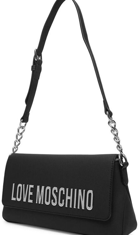 MOSCHINO - Borsa pu grs nero galv.nikel