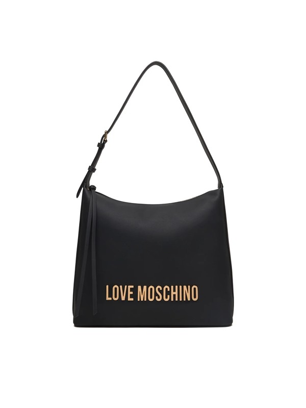 MOSCHINO - Borsa pu grs nero galv.oro