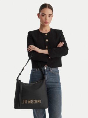 MOSCHINO - Borsa pu grs nero galv.oro