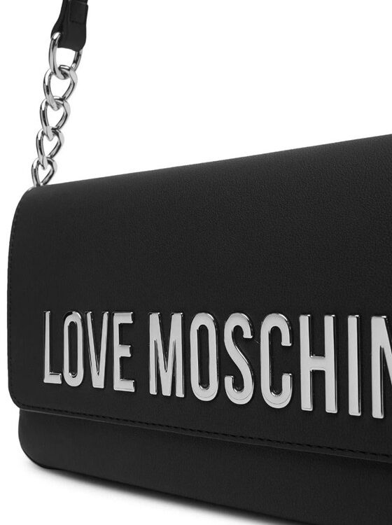 MOSCHINO - Borsa pu grs nero galv.nikel