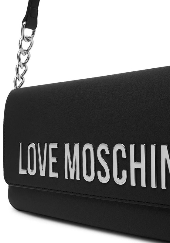 MOSCHINO - Borsa pu grs nero galv.nikel