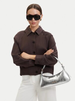 MOSCHINO - Borsa pu laminato argento
