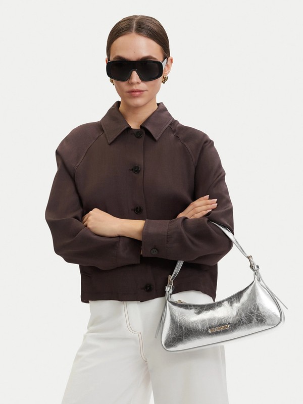 MOSCHINO - Borsa pu laminato argento